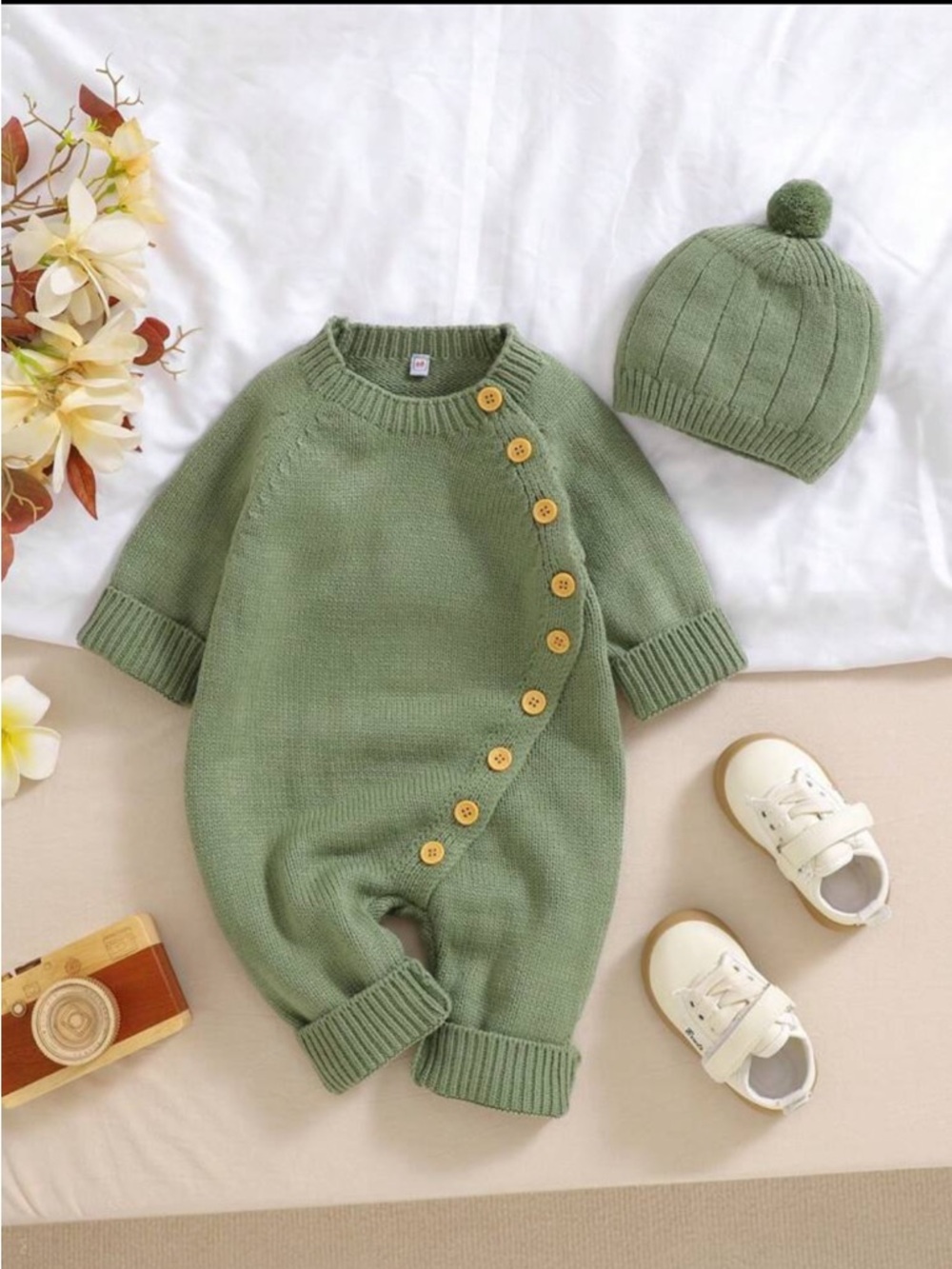 Baby Newborn Green Sweater Onesie 0-3 Months